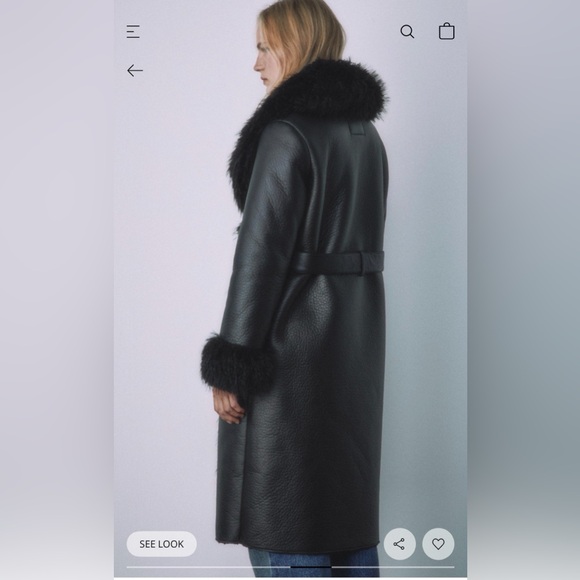 Stradivarius Black Teddy Jacket with Faux Fur Trim - Picture 3 of 7